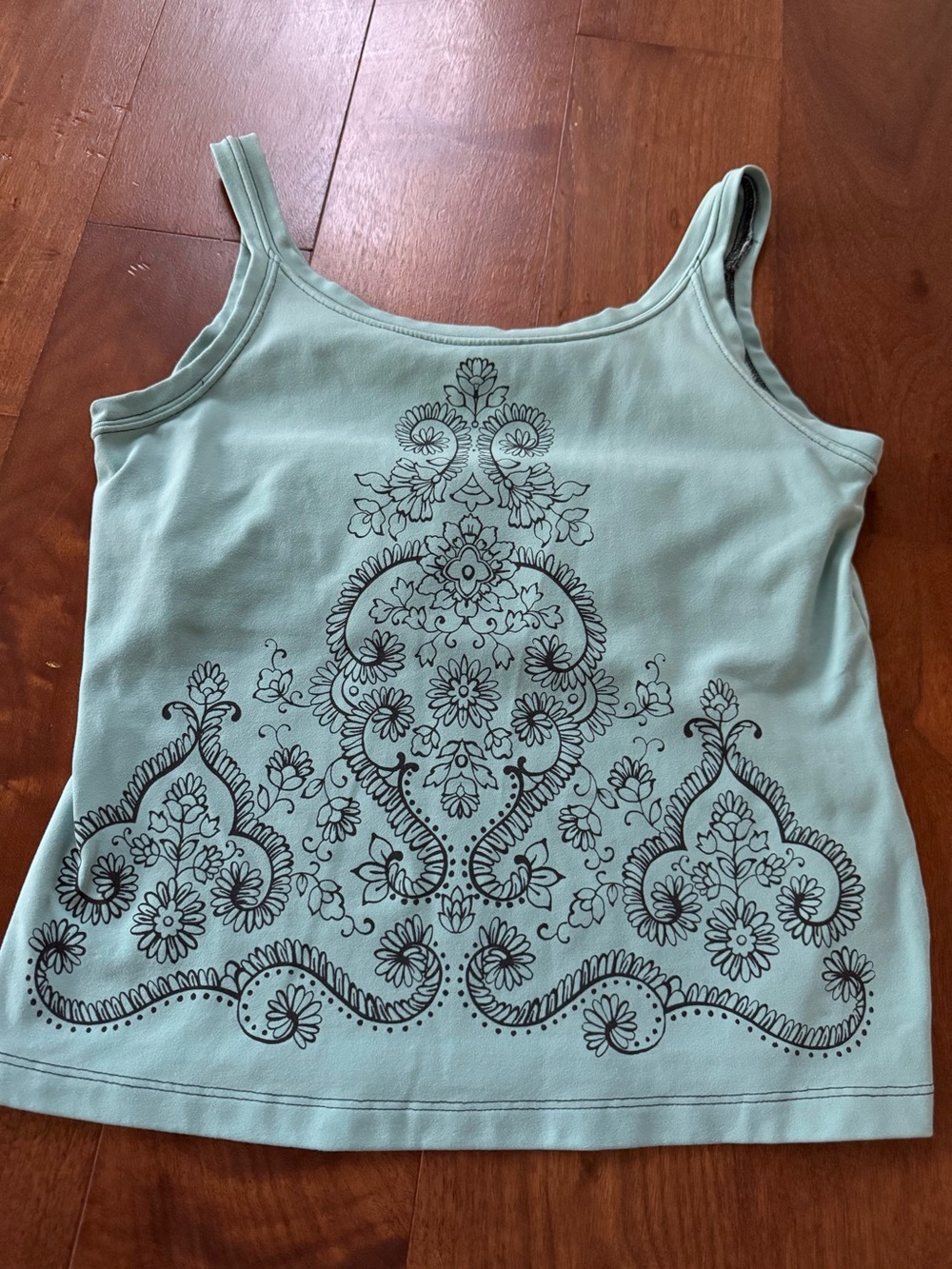 L.L. Bean Mint Green Aqua Cami Tank Top Built-In Shelf Bra